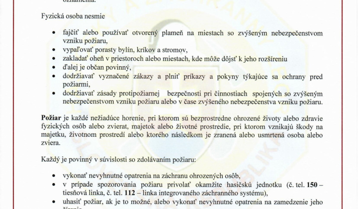 Úradná tabuľa / Opatrenia a základné požiadavky na zabezpečenie ochrany lesov pred požiarmi - foto